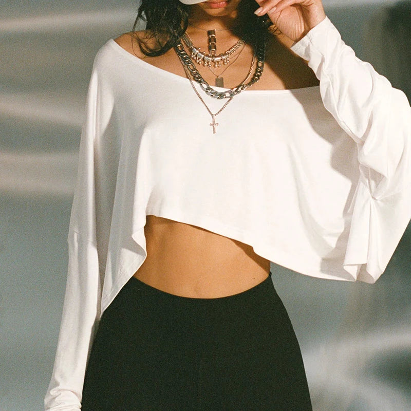 Skew Collar Long Sleeve Tee