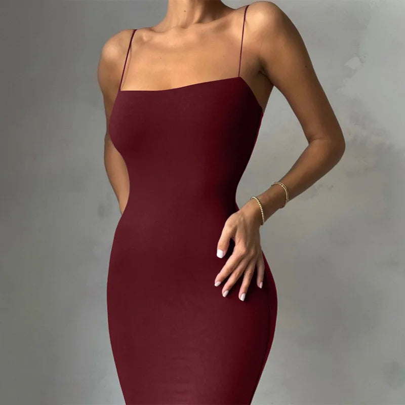 Elegant Solid Midi Dress