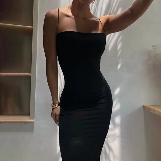 Elegant Solid Midi Dress