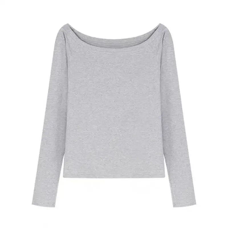 Skew Collar Off-Shoulder Long Sleeve Tee