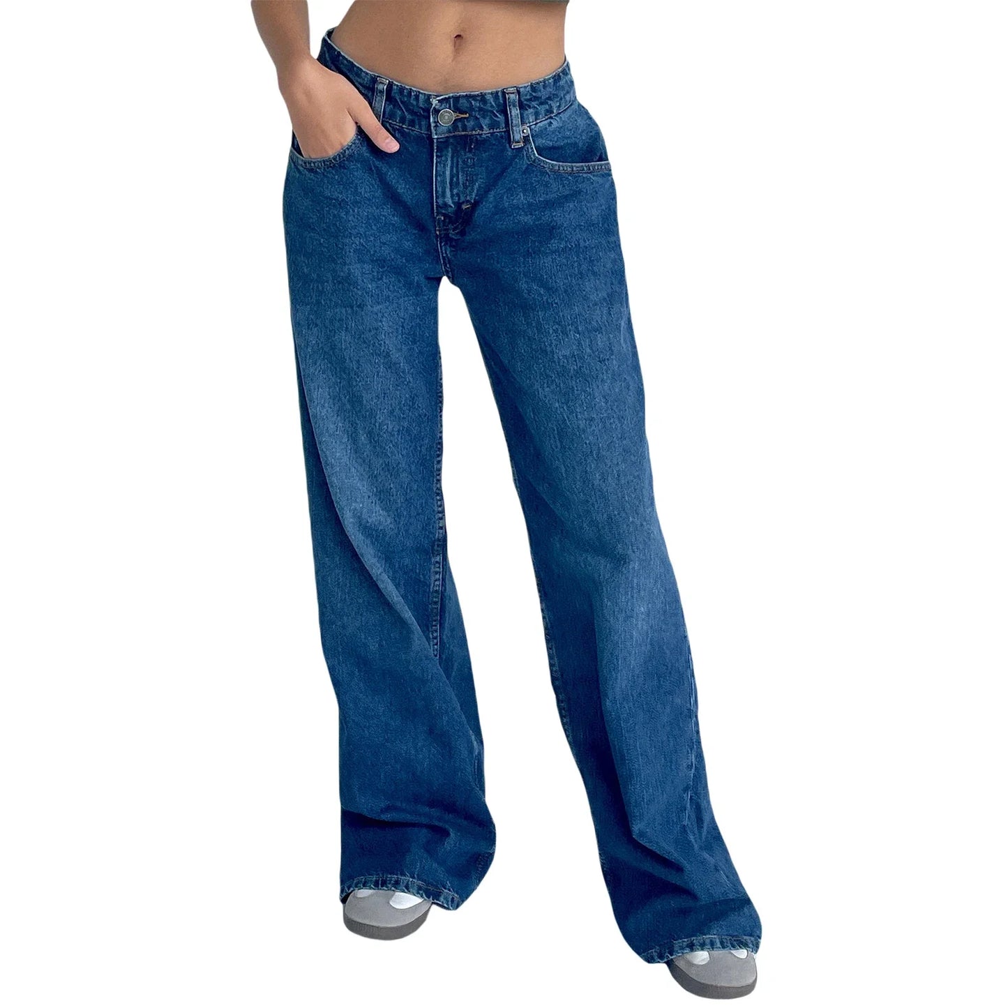 Low-Rise Washed Denim Jeans