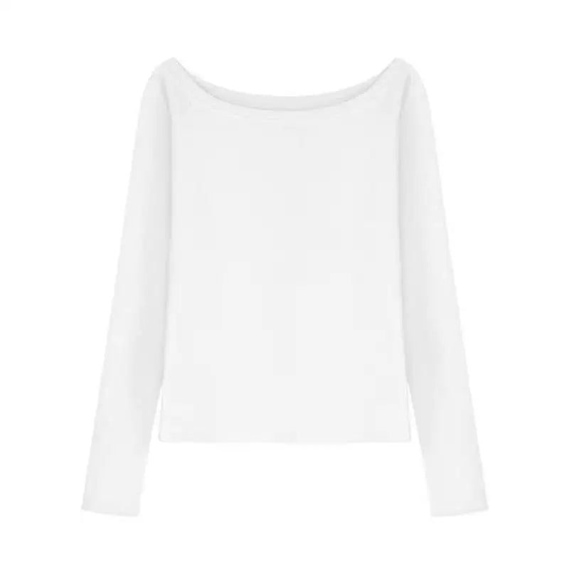 Skew Collar Off-Shoulder Long Sleeve Tee