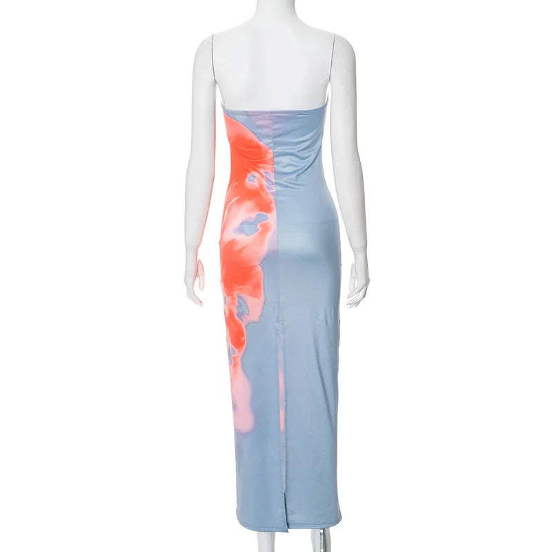 Strapless Printed Tube Maxi Dress