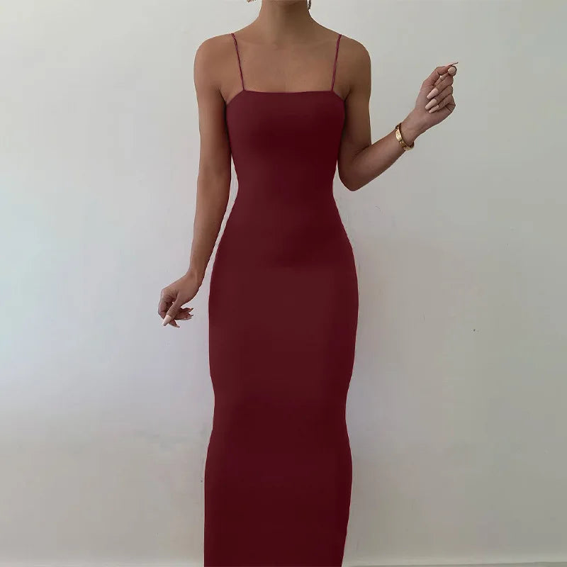 Elegant Solid Midi Dress