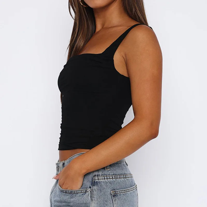 Backless Elegance Ruche Tank Top