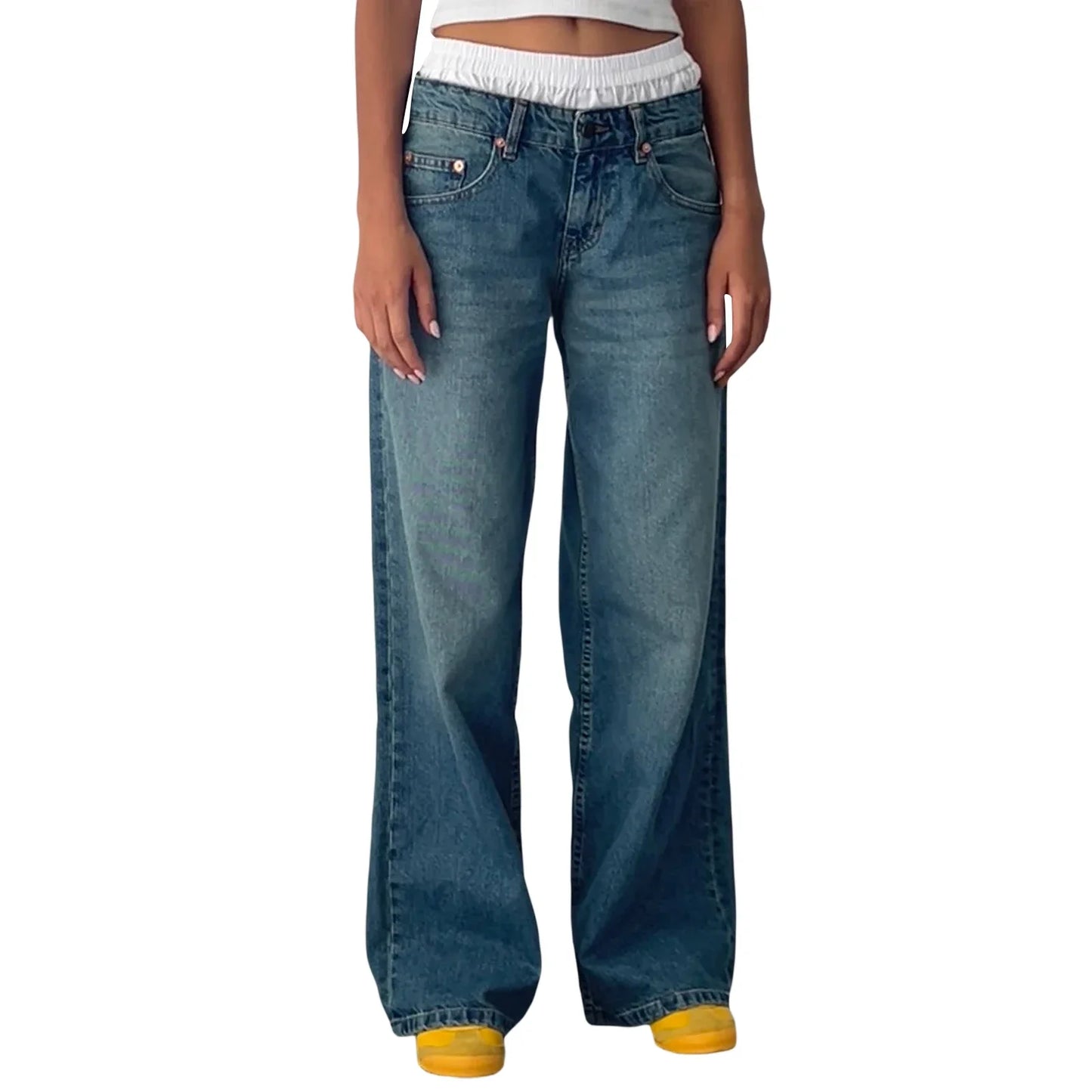 Low-Rise Washed Denim Jeans