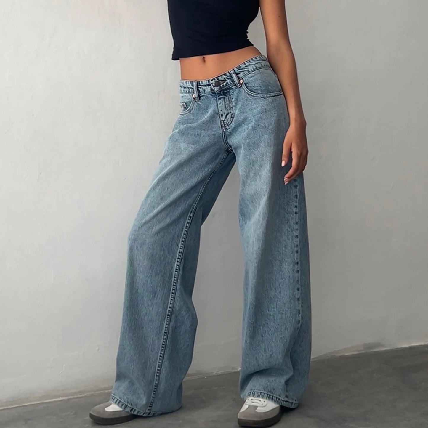 Low-Rise Washed Denim Jeans