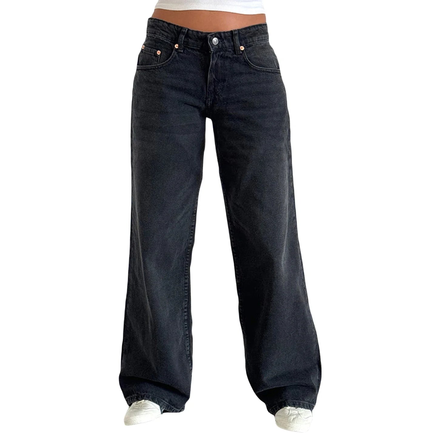 Low-Rise Washed Denim Jeans